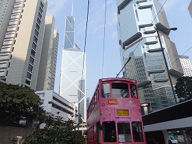 ２階建トラムと中国銀行
